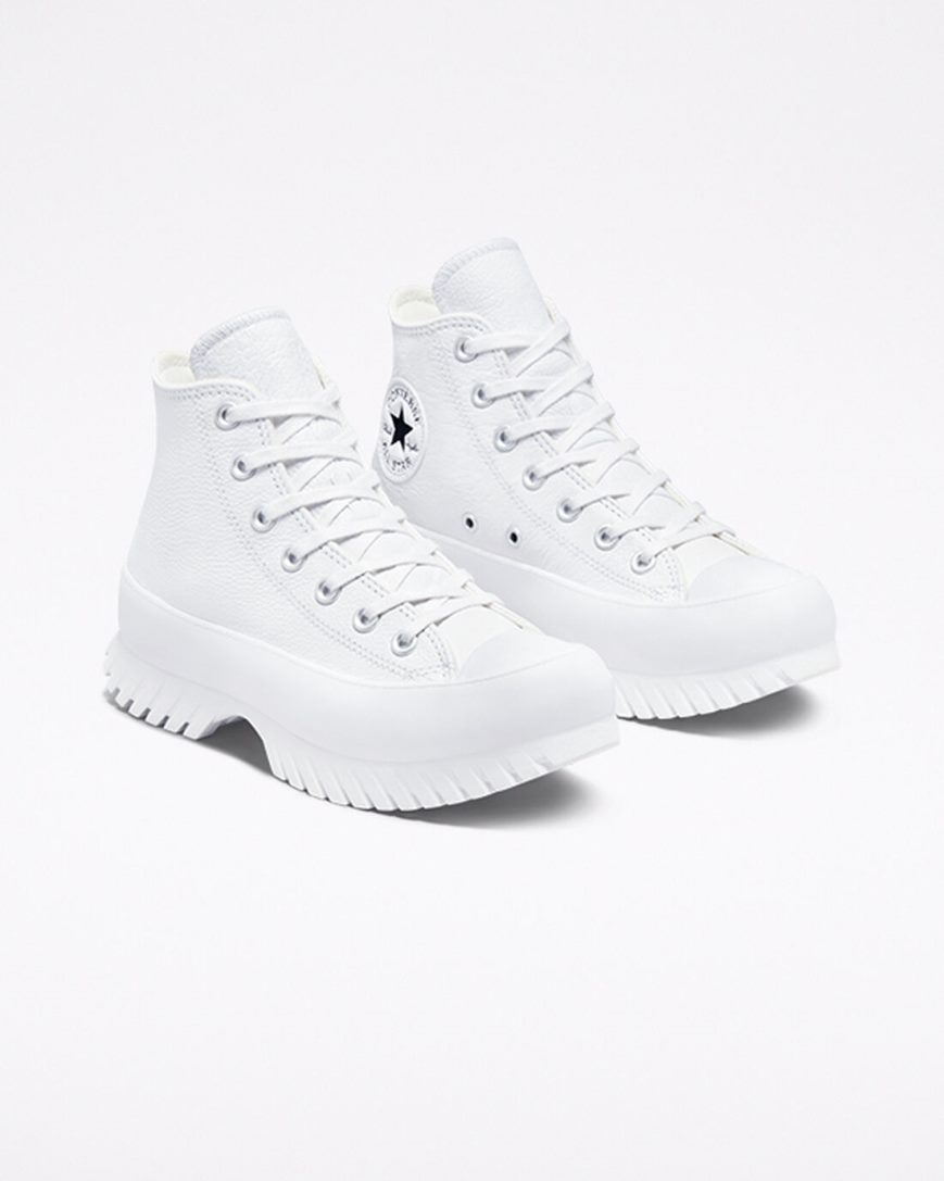 Dámské Boty Vysoké Converse Chuck Taylor All Star Lugged 2.0 Læder Bílé Černé | CZ PZYQ32